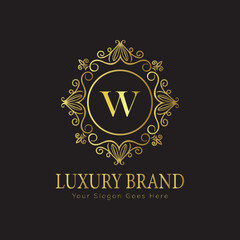 Letter Luxury brand logo design with a royal gold crown emblem and elegant typography
