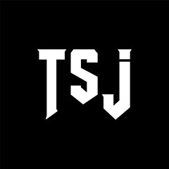 TSJ letter logo design for technology company. TSJ logo design black and white color combination. TSJ logo, TSJ vector, TSJ design, TSJ icon, TSJ alphabet. TSJ typography logo design.