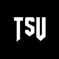TSU letter logo design for technology company. TSU logo design black and white color combination. TSU logo, TSU vector, TSU design, TSU icon, TSU alphabet. TSU typography logo design.