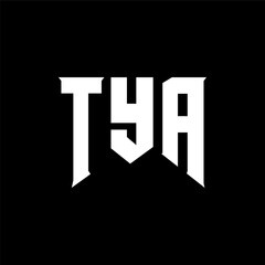 TYA letter logo design for technology company. TYA logo design black and white color combination. TYA logo, TYA vector, TYA design, TYA icon, TYA alphabet. TYA typography logo design.