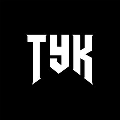 TYK letter logo design for technology company. TYK logo design black and white color combination. TYK logo, TYK vector, TYK design, TYK icon, TYK alphabet. TYK typography logo design.