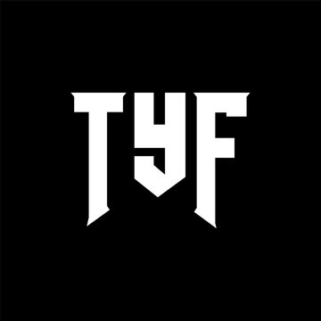 TYF letter logo design for technology company. TYF logo design black and white color combination. TYF logo, TYF vector, TYF design, TYF icon, TYF alphabet. TYF typography logo design.