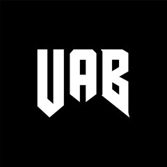 UAB letter logo design for technology company. UAB logo design black and white color combination. UAB logo, UAB vector, UAB design, UAB icon, UAB alphabet. UAB typography logo design.