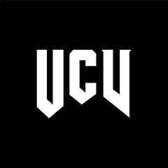 UCV letter logo design for technology company. UCV logo design black and white color combination. UCV logo, UCV vector, UCV design, UCV icon, UCV alphabet. UCV typography logo design.