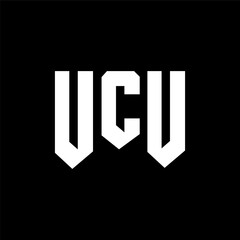 Fototapeta premium UCU letter logo design for technology company. UCU logo design black and white color combination. UCU logo, UCU vector, UCU design, UCU icon, UCU alphabet. UCU typography logo design.