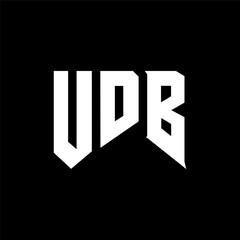 UDB letter logo design for technology company. UDB logo design black and white color combination. UDB logo, UDB vector, UDB design, UDB icon, UDB alphabet. UDB typography logo design.