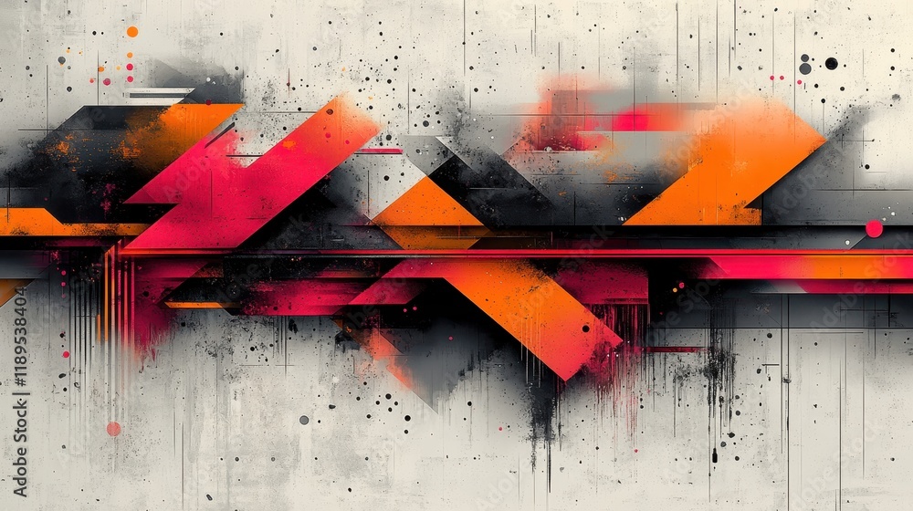 Poster abstract geometric design with vibrant colors and dynamic shapes.
