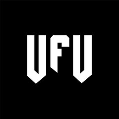 UFU letter logo design for technology company. UFU logo design black and white color combination. UFU logo, UFU vector, UFU design, UFU icon, UFU alphabet. UFU typography logo design.