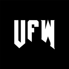 Fototapeta premium UFW letter logo design for technology company. UFW logo design black and white color combination. UFW logo, UFW vector, UFW design, UFW icon, UFW alphabet. UFW typography logo design.