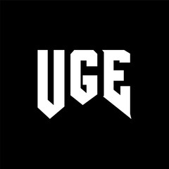 Obraz premium UGE letter logo design for technology company. UGE logo design black and white color combination. UGE logo, UGE vector, UGE design, UGE icon, UGE alphabet. UGE typography logo design.
