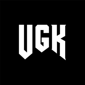 UGK letter logo design for technology company. UGK logo design black and white color combination. UGK logo, UGK vector, UGK design, UGK icon, UGK alphabet. UGK typography logo design.