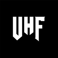 UHF letter logo design for technology company. UHF logo design black and white color combination. UHF logo, UHF vector, UHF design, UHF icon, UHF alphabet. UHF typography logo design.