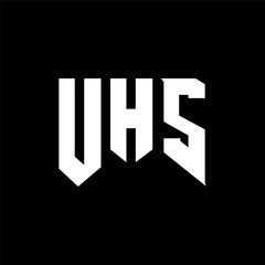 UHS letter logo design for technology company. UHS logo design black and white color combination. UHS logo, UHS vector, UHS design, UHS icon, UHS alphabet. UHS typography logo design.