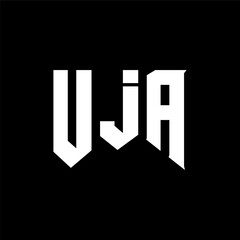 UJA letter logo design for technology company. UJA logo design black and white color combination. UJA logo, UJA vector, UJA design, UJA icon, UJA alphabet. UJA typography logo design.