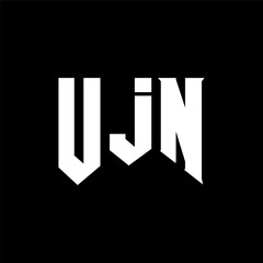 UJN letter logo design for technology company. UJN logo design black and white color combination. UJN logo, UJN vector, UJN design, UJN icon, UJN alphabet. UJN typography logo design.