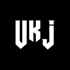 UKJ letter logo design for technology company. UKJ logo design black and white color combination. UKJ logo, UKJ vector, UKJ design, UKJ icon, UKJ alphabet. UKJ typography logo design.