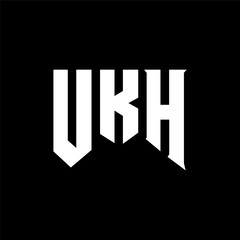 UKH letter logo design for technology company. UKH logo design black and white color combination. UKH logo, UKH vector, UKH design, UKH icon, UKH alphabet. UKH typography logo design.