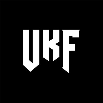 UKF letter logo design for technology company. UKF logo design black and white color combination. UKF logo, UKF vector, UKF design, UKF icon, UKF alphabet. UKF typography logo design.
