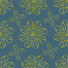 Abstract hand drawn flowers, seamless patterns with floral for fabric, textiles, clothing, poster, cover, banner, wall art, home decor, background. Vector illustration