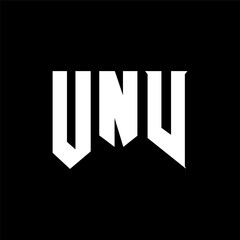 UNV letter logo design for technology company. UNV logo design black and white color combination. UNV logo, UNV vector, UNV design, UNV icon, UNV alphabet. UNV typography logo design.