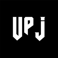 UPJ letter logo design for technology company. UPJ logo design black and white color combination. UPJ logo, UPJ vector, UPJ design, UPJ icon, UPJ alphabet. UPJ typography logo design.