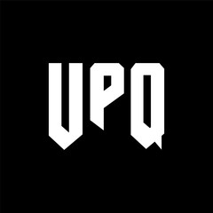 Fototapeta premium UPQ letter logo design for technology company. UPQ logo design black and white color combination. UPQ logo, UPQ vector, UPQ design, UPQ icon, UPQ alphabet. UPQ typography logo design.