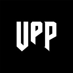 UPP letter logo design for technology company. UPP logo design black and white color combination. UPP logo, UPP vector, UPP design, UPP icon, UPP alphabet. UPP typography logo design.