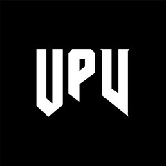 UPV letter logo design for technology company. UPV logo design black and white color combination. UPV logo, UPV vector, UPV design, UPV icon, UPV alphabet. UPV typography logo design.