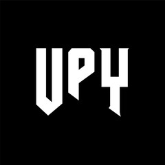 UPY letter logo design for technology company. UPY logo design black and white color combination. UPY logo, UPY vector, UPY design, UPY icon, UPY alphabet. UPY typography logo design.