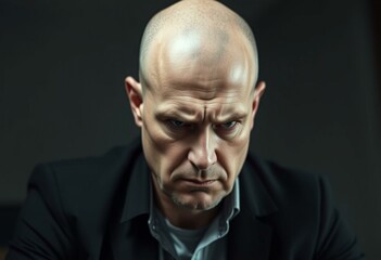 Obraz premium A bald man with a stern expression