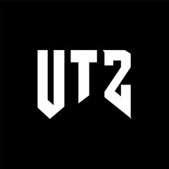 UTZ letter logo design for technology company. UTZ logo design black and white color combination. UTZ logo, UTZ vector, UTZ design, UTZ icon, UTZ alphabet. UTZ typography logo design.