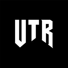 UTR letter logo design for technology company. UTR logo design black and white color combination. UTR logo, UTR vector, UTR design, UTR icon, UTR alphabet. UTR typography logo design.