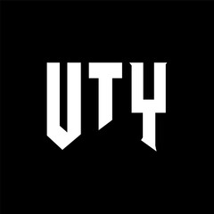 UTY letter logo design for technology company. UTY logo design black and white color combination. UTY logo, UTY vector, UTY design, UTY icon, UTY alphabet. UTY typography logo design.