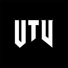 UTV letter logo design for technology company. UTV logo design black and white color combination. UTV logo, UTV vector, UTV design, UTV icon, UTV alphabet. UTV typography logo design.