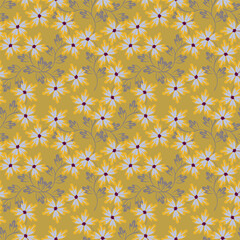 Abstract hand drawn flowers, seamless patterns with floral for fabric, textiles, clothing, poster, cover, banner, wall art, home decor, background. Vector illustration