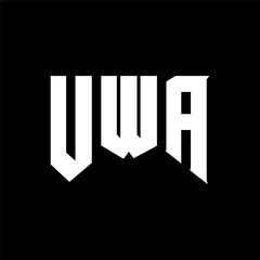 UWA letter logo design for technology company. UWA logo design black and white color combination. UWA logo, UWA vector, UWA design, UWA icon, UWA alphabet. UWA typography logo design.
