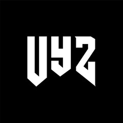 UYZ letter logo design for technology company. UYZ logo design black and white color combination. UYZ logo, UYZ vector, UYZ design, UYZ icon, UYZ alphabet. UYZ typography logo design.
