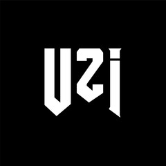 UZI letter logo design for technology company. UZI logo design black and white color combination. UZI logo, UZI vector, UZI design, UZI icon, UZI alphabet. UZI typography logo design.