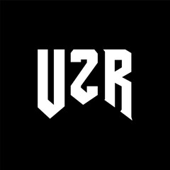 UZR letter logo design for technology company. UZR logo design black and white color combination. UZR logo, UZR vector, UZR design, UZR icon, UZR alphabet. UZR typography logo design.