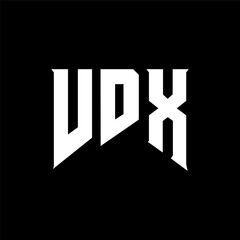 Fototapeta premium VDX letter logo design for technology company. VDX logo design black and white color combination. VDX logo, VDX vector, VDX design, VDX icon, VDX alphabet. VDX typography logo design.