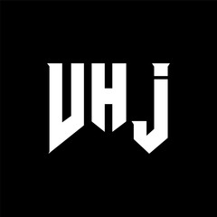 VHJ letter logo design for technology company. VHJ logo design black and white color combination. VHJ logo, VHJ vector, VHJ design, VHJ icon, VHJ alphabet. VHJ typography logo design.