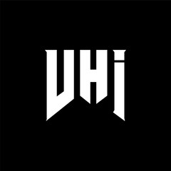 VHI letter logo design for technology company. VHI logo design black and white color combination. VHI logo, VHI vector, VHI design, VHI icon, VHI alphabet. VHI typography logo design.