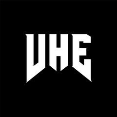 VHE letter logo design for technology company. VHE logo design black and white color combination. VHE logo, VHE vector, VHE design, VHE icon, VHE alphabet. VHE typography logo design.