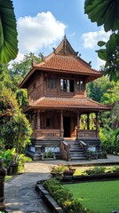 JAKARTA, Balinese traditional house, at the Bali Pavilion, Taman Mini Indonesia Indah