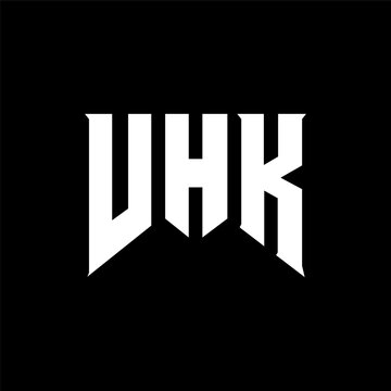 VHK letter logo design for technology company. VHK logo design black and white color combination. VHK logo, VHK vector, VHK design, VHK icon, VHK alphabet. VHK typography logo design.