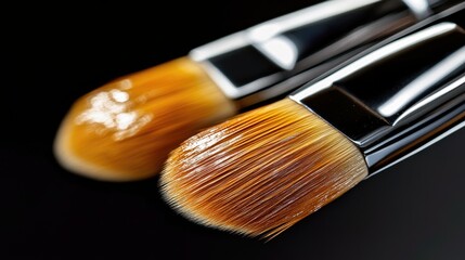 Fototapeta premium Close-up of professional makeup brushes bristles