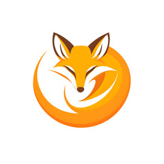 Obraz premium Simple 2D Flat Vector Fox Icon with Sleek, Curved Form