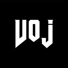 VOJ letter logo design for technology company. VOJ logo design black and white color combination. VOJ logo, VOJ vector, VOJ design, VOJ icon, VOJ alphabet. VOJ typography logo design.