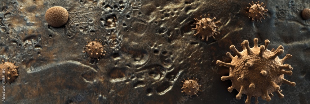 Poster close up view of microbes found on common surfaces such as door handles and smartphones during every