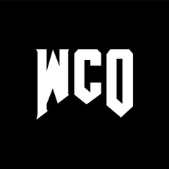 WCO letter logo design for technology company. WCO logo design black and white color combination. WCO logo, WCO vector, WCO design, WCO icon, WCO alphabet. WCO typography logo design.